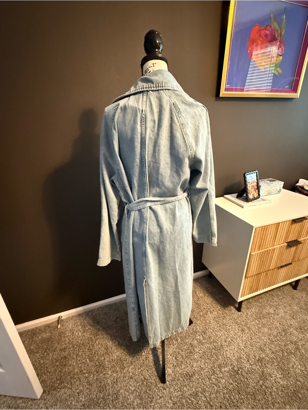 EUC Pilcro Denim Trench Coat with Belt - Picture 4 of 5